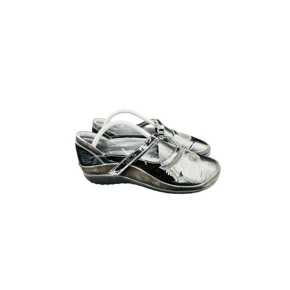 ✨ Naot Mary Jane Slingback Silver Swirl Leather Shoes Women’s 41 Comfort Arch - Picture 4 of 7